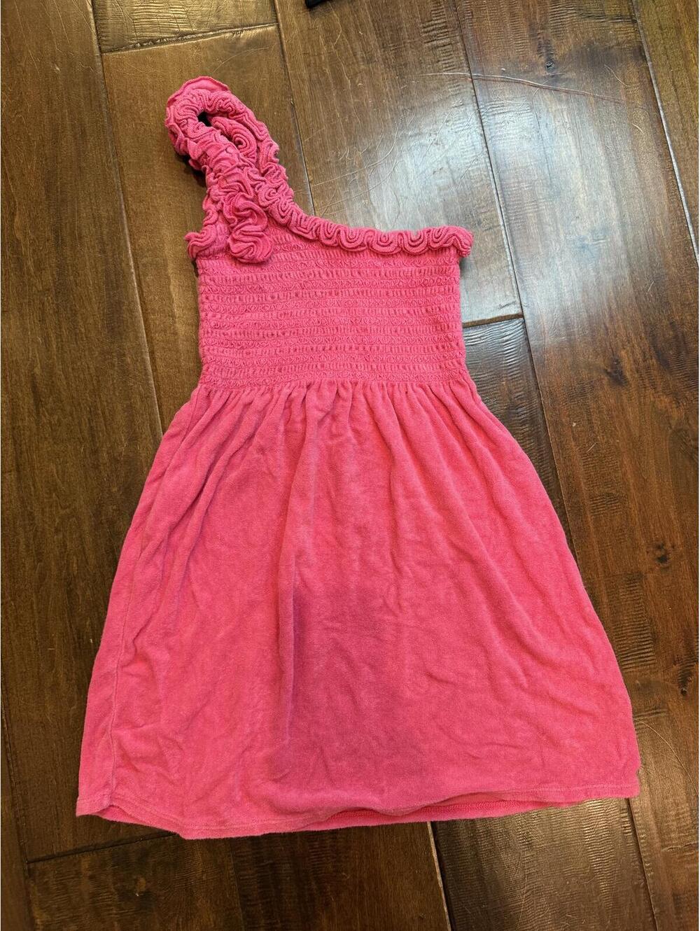 Y2K Juicy Couture One Shoulder Terry Cloth Cover Up Dress Pink Size S